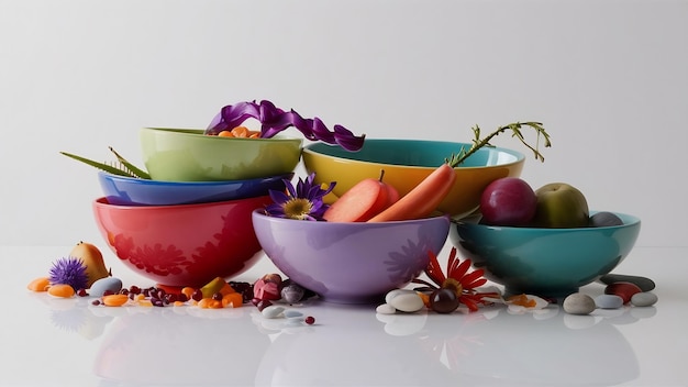 Kolorowe dania w miseczkach